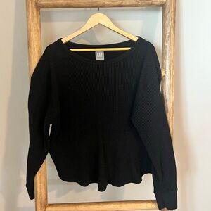 GAP Black Ribbed Scoop-Neck Sweater